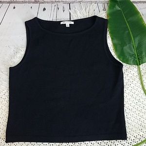 St. John Black Sleeveless Sweater Large